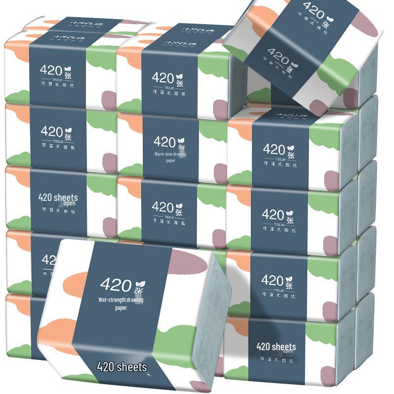 Pull-Out Tissue Box: 420-Sheet, 30 Large Packs - Wet-Strength Toilet & Facial Tissue