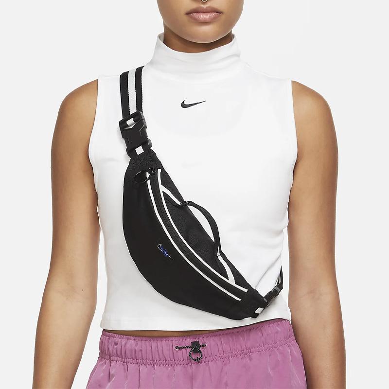 New Nike Heritage Polyester One Shoulder Crossbody Fanny Pack Small Size Unisex Black DR6266-010