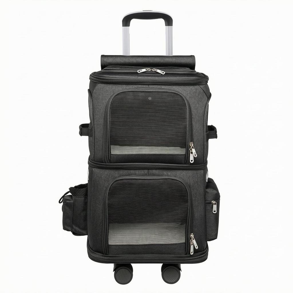 Dual-Level Pet Carrier Ventilated Rolling Spacious for Road Trips