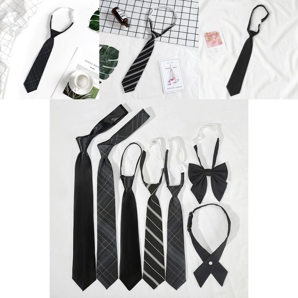 Cotton Solid Color Tie With White Stripe For Japanese School Style Students And Casual Wear
