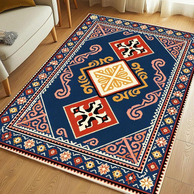 Moroccan Tribe Diamond Geometric Area Rug Non Slip Stain Resistant Floor Carpet for Living Room Bedroom Study Retro Home Decor