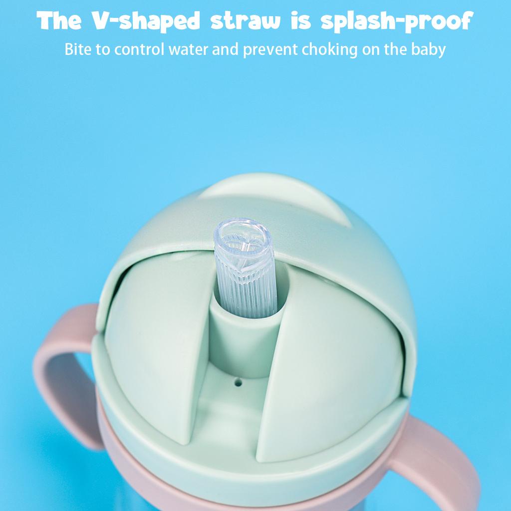 High-Quality Children Water Bottle 250ml/350ml Featuring Straw and Anti Leak Silicone Ball Wide Mouth Baby/Toddler Sippy Cup