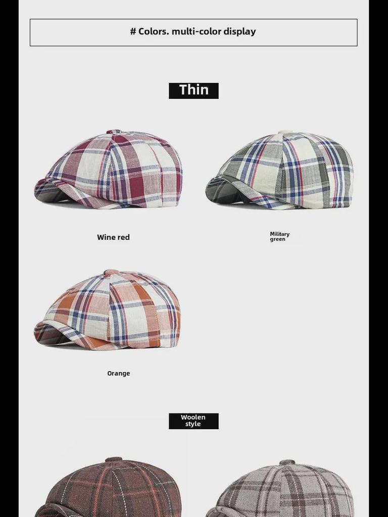 Autumn/Winter Unisex Plaid Newsboy Beret - British Retro Style Wool Hat