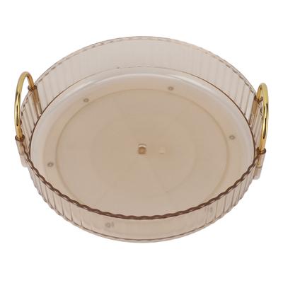 Rundes Aufbewahrungstablett 360 Grad drehbar Wasserdicht Transparent Schreibtisch-Organizer Präsentiertablett mit Doppelgriffen für Schlafzimmer