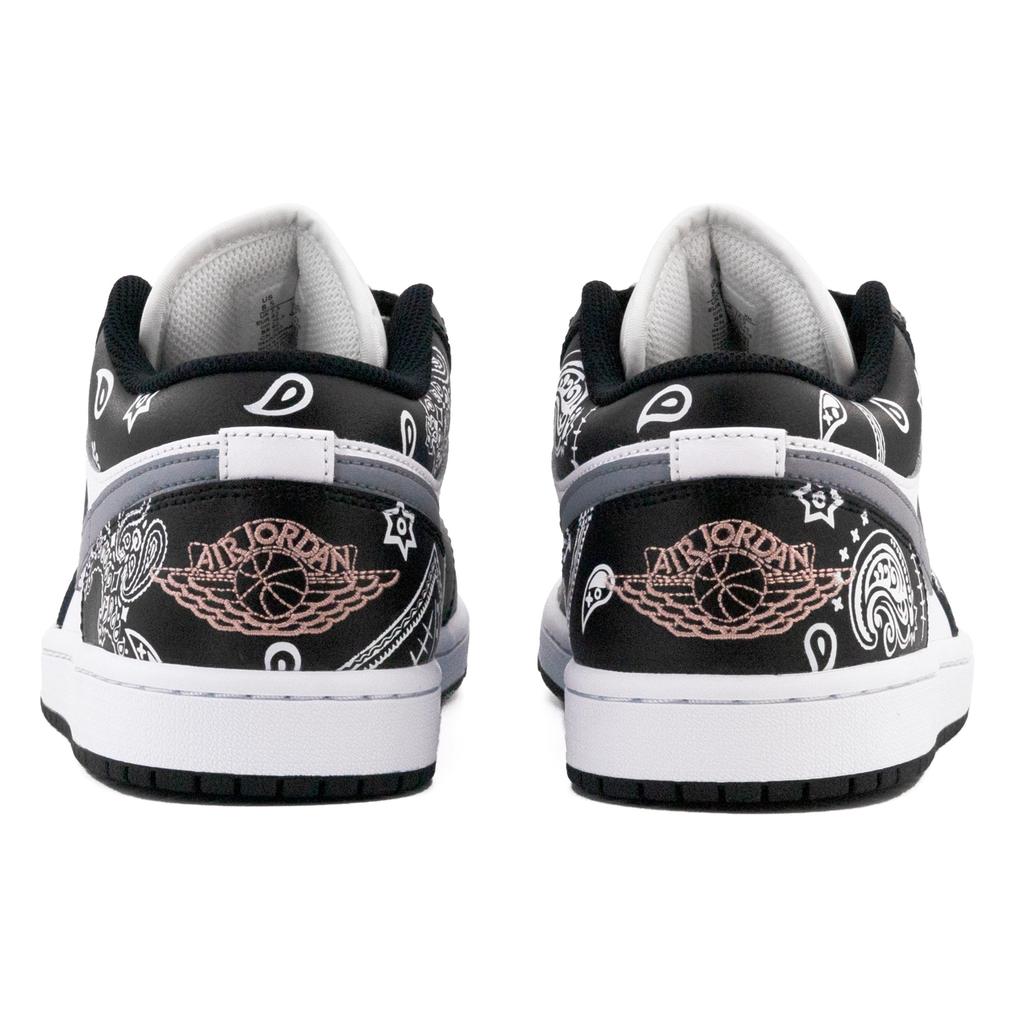 Jordan Air Jordan 1 Leather Low Top Vintage Basketball Shoes Unisex Black 553558-165(Team-BOX)