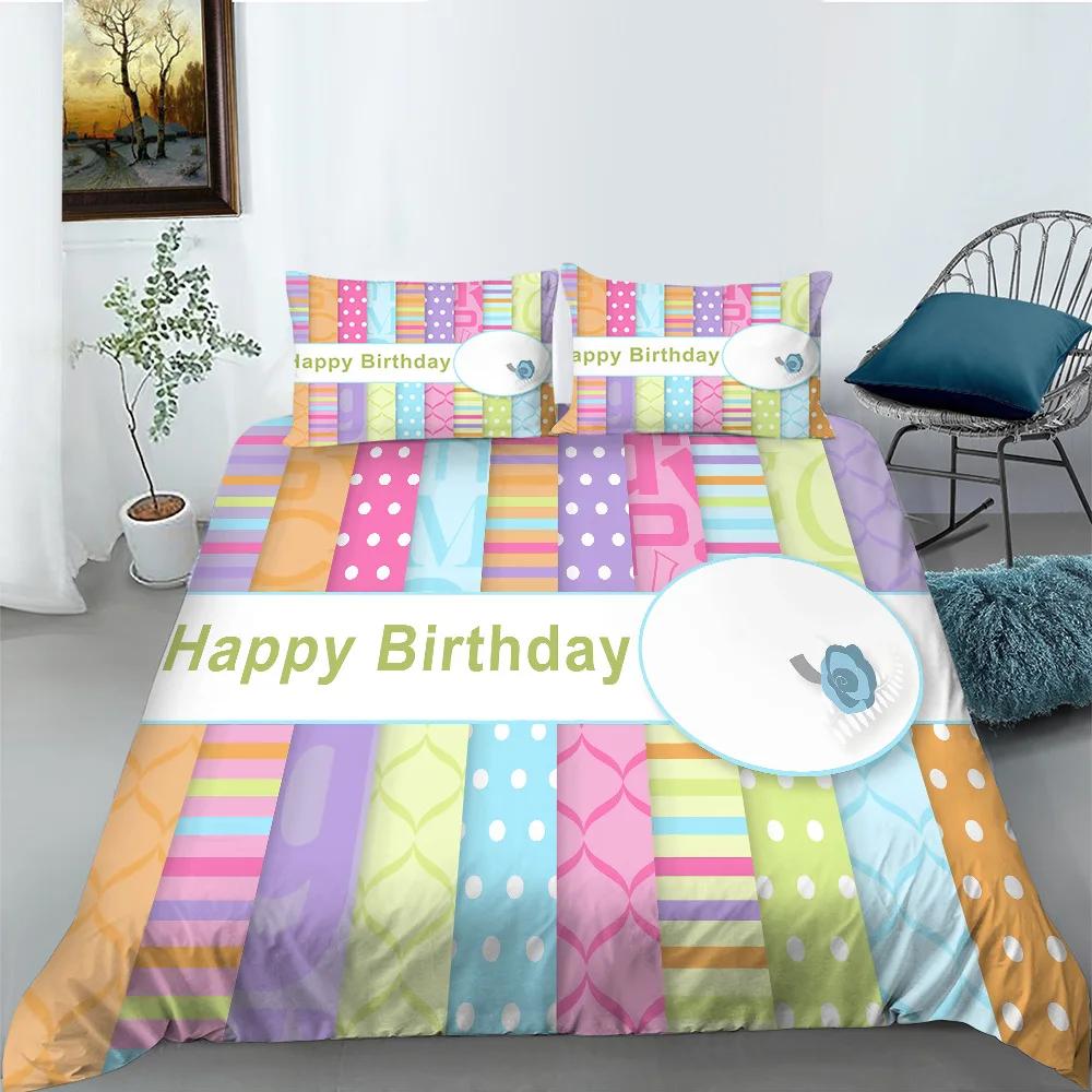 

Cartoon Animal Happy Birthday King Size Queen Dimension Comforter Cover Sweet Lion Bed Ensemble Kids Boys Girls Elephant 2/3pcs Polyester Quilt Cover 135x200cm 2pcs