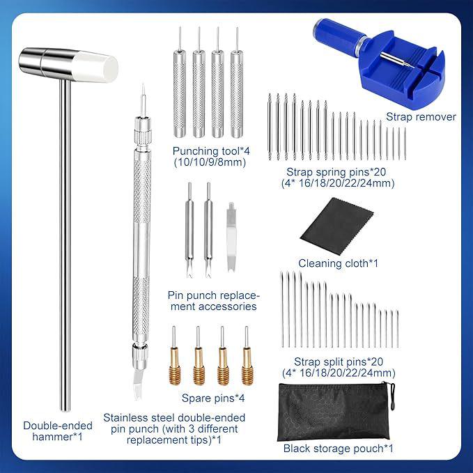 Watch Repair and Adjustment Tool Set: Includes Disassembly Tools, Large Flathead Screwdriver, and Band Removal Tools.