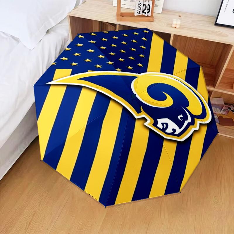 1PC Rams Football Team Spirit Printed Umbrella Folding umbrella, automatic umbrella 8-Frame for Travel, camping Fan gifts Christmas Gifts