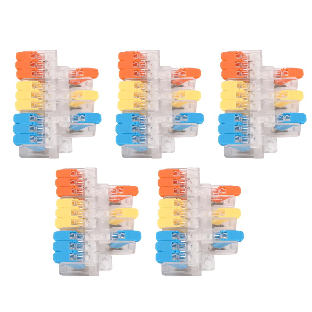 Kit de 5 connecteurs de fil à levier 3 à 9 Connecteur de câble à câblage rapide Bornier à conducteur enfichable 41A 450V