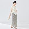 TERRE BLEUE Women's Striped T-Shirt & Wide-Leg Pants Set