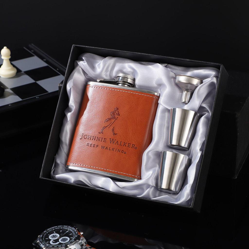 8oz Stainless Steel Portable Hip Flask Set with 7oz Baijiu Bottle - Outdoor Liquor Gift Box