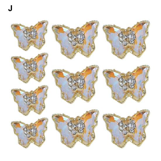 10ks Motýlí šperky na nehty Dvouvrstvé třpytivé drahokamy Poutavé ozdoby na nehty Dámské doplňky