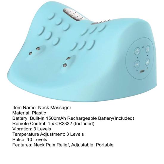 Electric Neck Massager Pillow with Heating Vibration Muscle Tension Neck Shoulder Pain Relief Relaxer Pillow Ergonomic Portable Heated Cervical