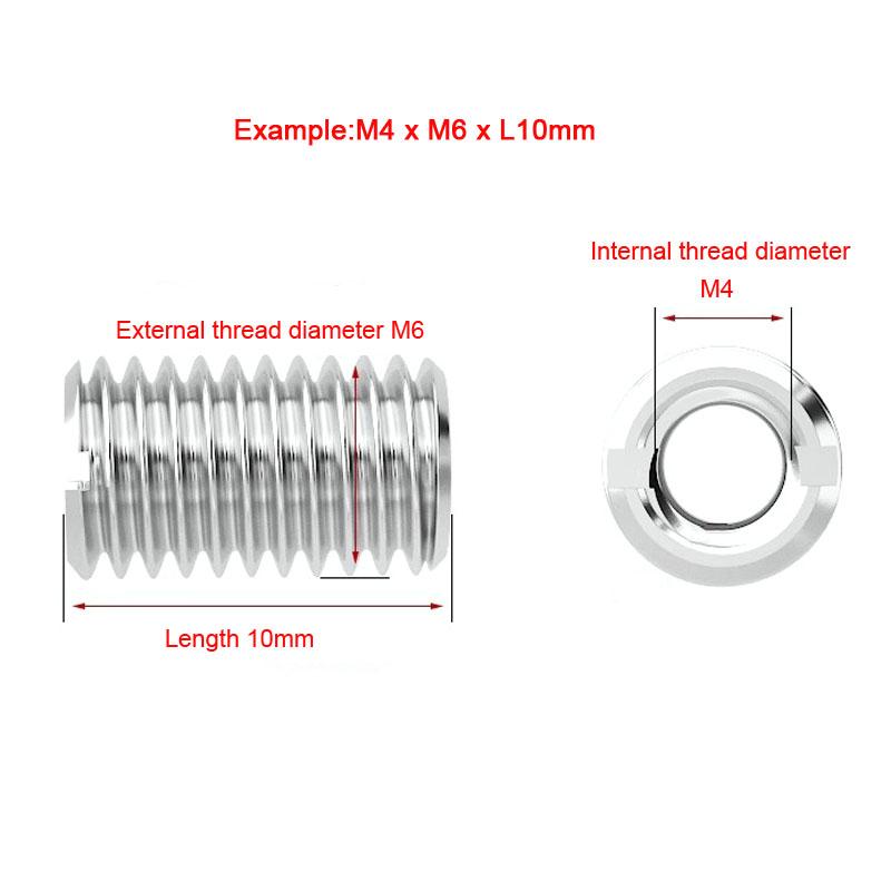M2-M12 304 Stainless steel Slotted Inside Outside Thread Insert Adapter Screw Nuts Sleeve Converter Nut Self Tapping Thread M8xM12xL18-(1pcs)
