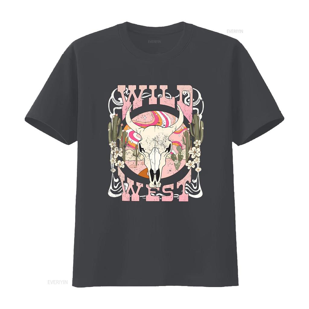 Country Concert T Shirt Wild West Cute Cowgirl Western Vibes Oversized for Women Vintage Washed Stretched Top For Everyday Wear