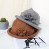 Hat Women'S Autumn And Winter Fashion Flower Bucket Hat Korean Version Of Crimped Wool Hat Women'S British Retro Bowler Hat