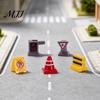 Miniature Building Accessories 8Pcs Mini Traffic Sign Figurines, Simulation Street Barrier Ornaments, Tiny DIY Scene Construction Kits Light,