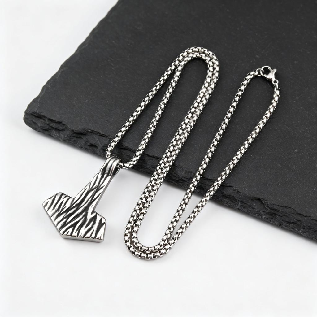 Retro Unique Hammer Necklace for Men,Stainless Steel Punk Pendant Necklace,Birthday Father's Day Gift for Him