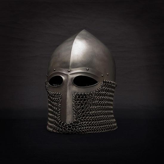 Norman Helmet with Chainmail Aventail Viking Crusader Style Combat Helmet Medieval Armor for LARP, Reenactment, SCA, Cosplay Gift