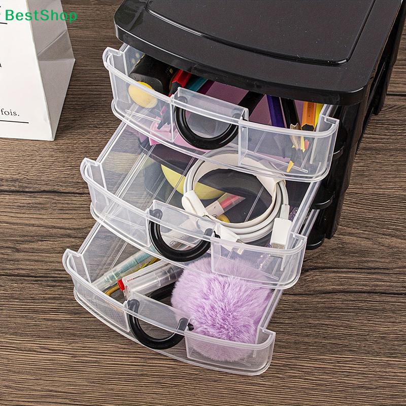 3-Tier Plastic Drawer Storage Organizer,Clear Desktop Drawer Cabinet for Office,Stationery & Small Items
