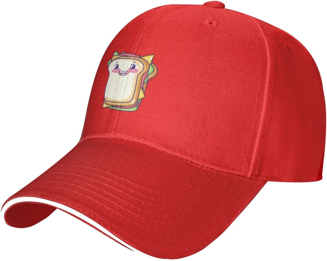 

Cute Sandwich Print Baseball Cap Polyester Adjustable Casual Sun Protection Dad Hat for Unisex One Size
