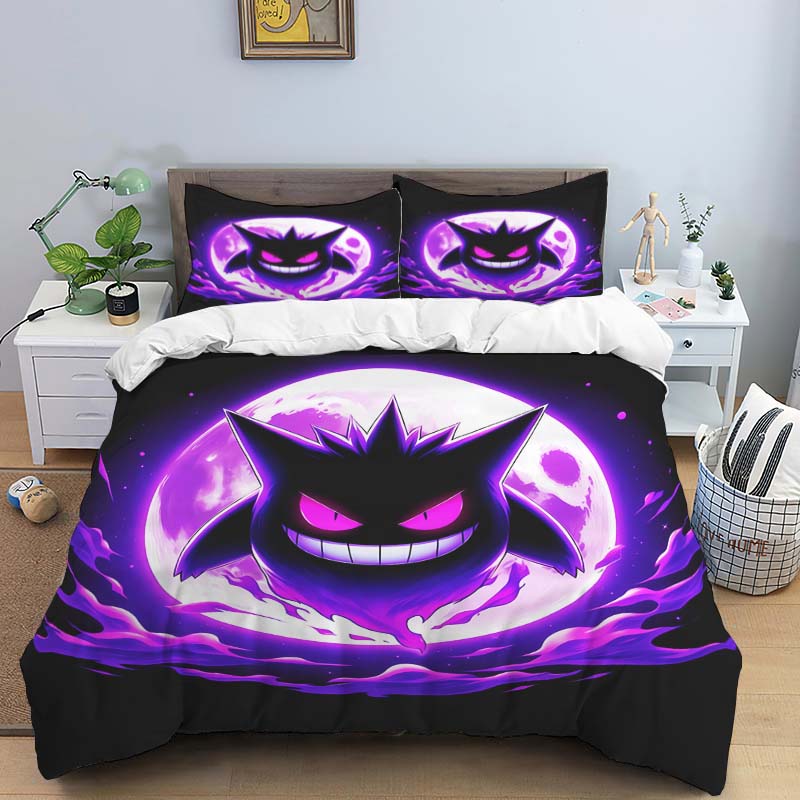 This adorable Gengar cartoon bedding set—including a duvet cover and pillowcases—is the perfect choice for decorating your bedro