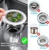 3 in 1 Kitchen Sink Drain Strainer Stainless Steel Pop Up Sink Stopper Kitchen Sink Stopper Drain Plug with Anti-Clogging Basket