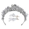 Rhinestone Tiara Hard Alloy Strong Rustproof Elegant Sparkling Compact Princess Tiara with Dangle Earrings for Party