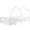 Flieks Children's Bed House Bed 90x200 Cm with 2 Drawers Double Bed, Versatile Wooden Treehouse Bed for Girls & Boys