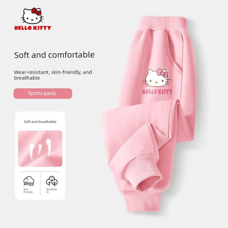 Hello Kitty Girls' Pants Spring and Autumn Thin Purple Stylish Casual Pants Children's Spring Sports Sweatpants Trendy
