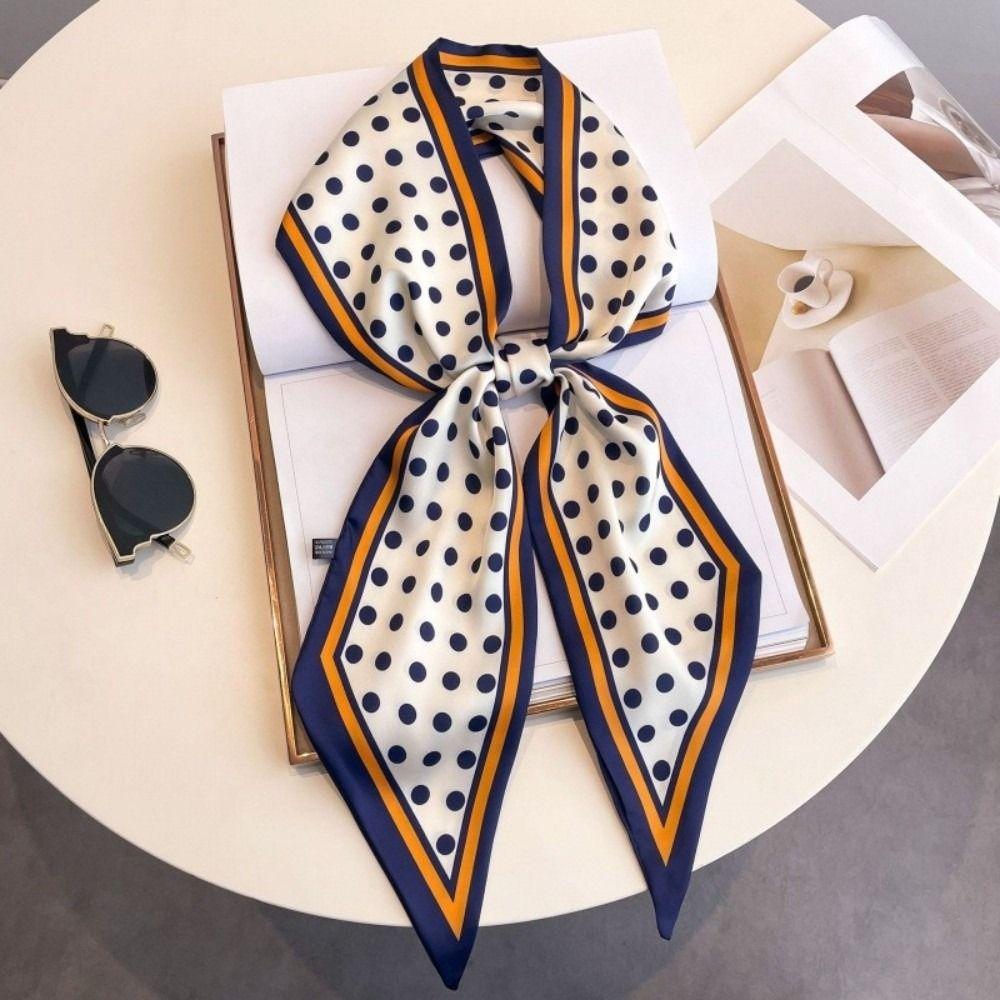 Thin Foulard Neckerchief Long Hair Ribbon Luxury Narrow Scarf
