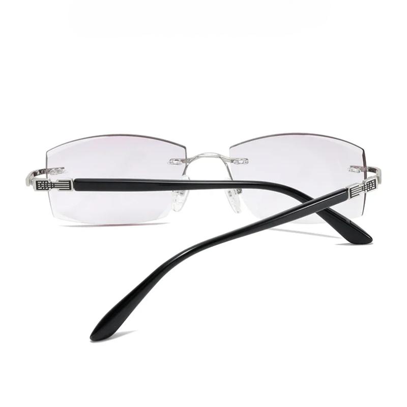 Diamond Trimming Rimless Square Reading Eyewear Far Near Dual Purpose Women Eyeglasses Metal Frame Antifatigue Men Glasses