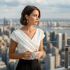 Short Sleeve V-Neck Wrap Top Summer Ladies' Shirt Simple Pullovers T-shirt  Business Casual