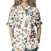 Women's Fashion Seven Sleeve Casual Lapel Back Tie Shirt Printed T-Shirt Top