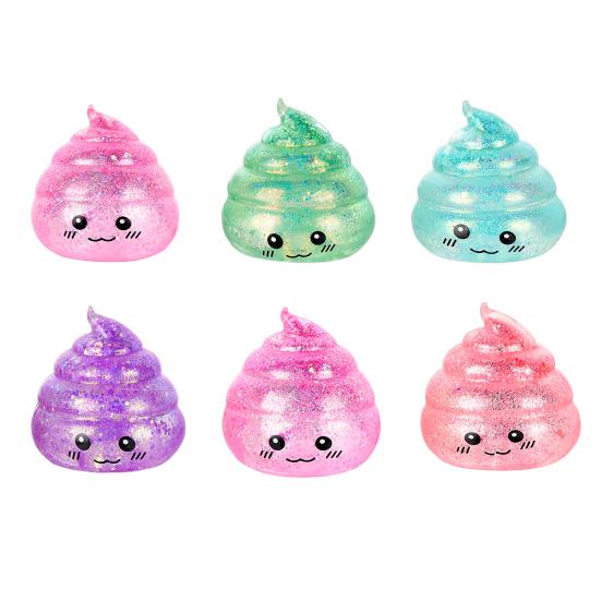 Cartoon Poop Fidget Toy Stress Relief Glitter Prank Poo Squeeze Sensory Pinch Toy Kids Adults Soft Calming Stress Ball Toy