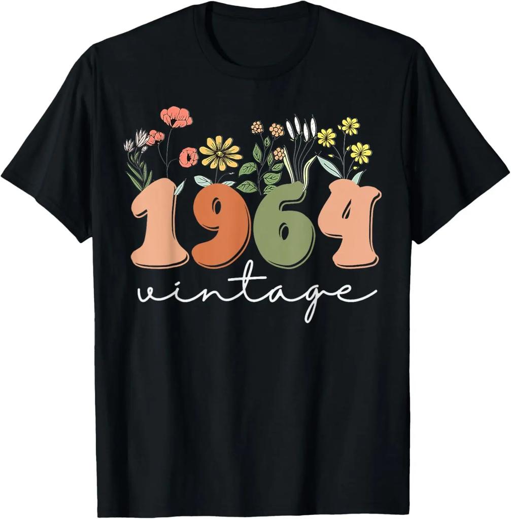 Made In 1964 Floral 60th Birthday 60 Years of Being Awesome TShirt Vintage Clothes  Graphic T Shirts Unisex Summer Soft Tops