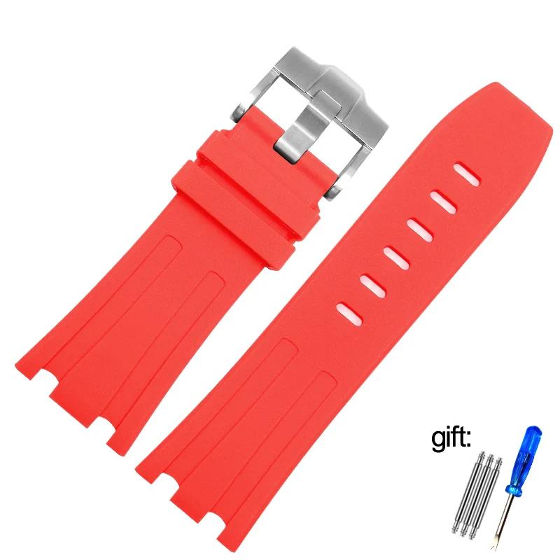 Für AP 15703 Armband Gummi-Uhrenarmband 28mm Schwarz Wasserdicht, Schweißbeständig und Verschleißfest Armband Herren