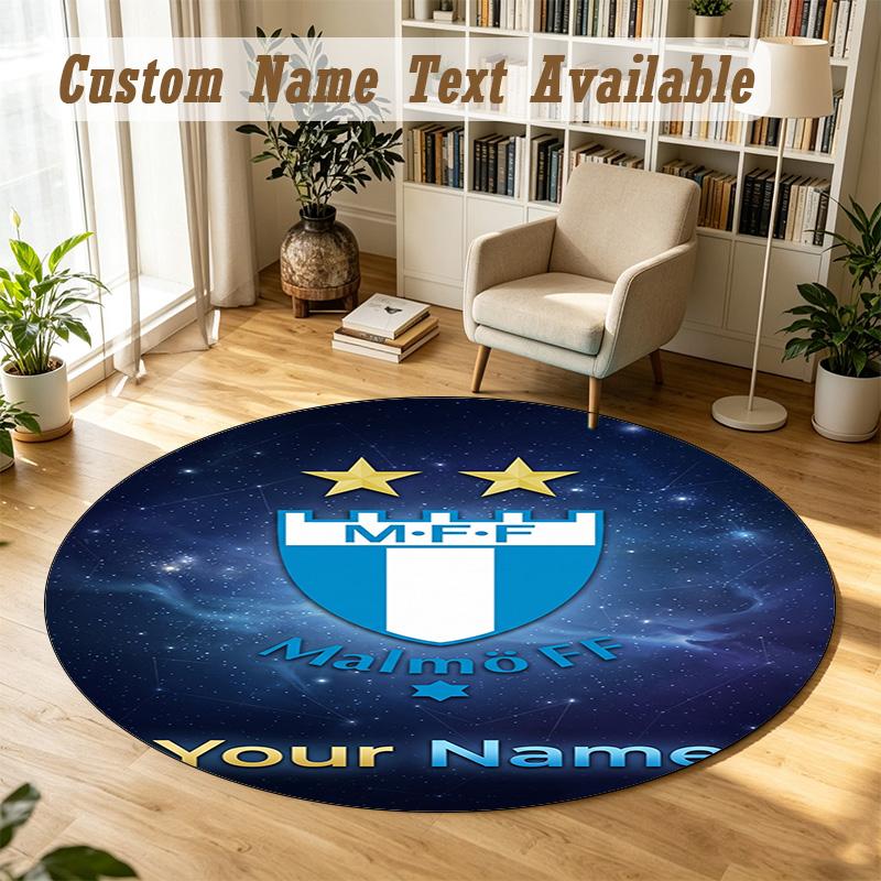 Round Rug Custom NameMalmö FF Pattern Non Slip Carpet Home Floor Decor