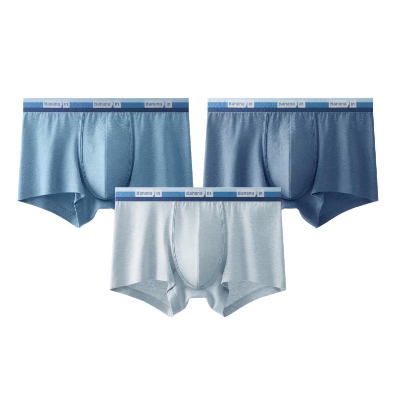Bananain Men's 301S Combed Cotton Antibacterial Boxer Briefs (3-Pack)