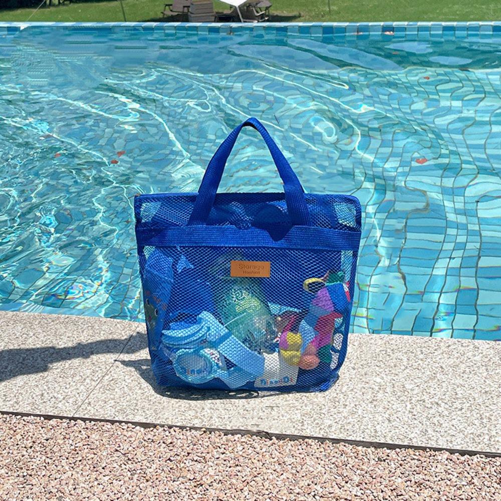 

Large Capacity Beach Handbag Solid Color Travel Wash Bag Water-Sprinkling Festival Blue S