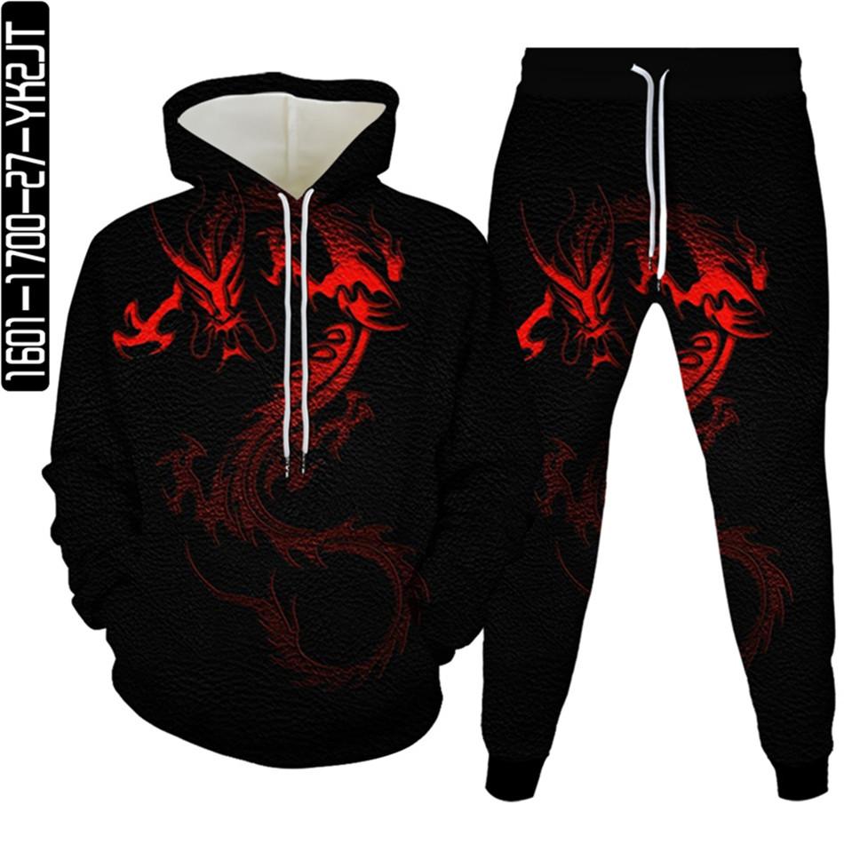 Hoodie+Trousers 2Pc Set Sportwear Horror Animal Snake 3D Print Men Women Hollween Clothing Tracksuit Casual Suit Plus Size S-6XL