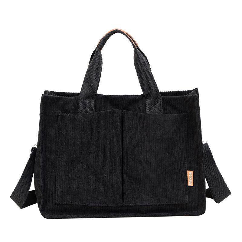 

Европейская и американская сумка из бархатного полотна, дамская сумочка, сумка через плечо большой вместимости, ретро-сумка для поездок на работу и работы в литературном стиле чёрный