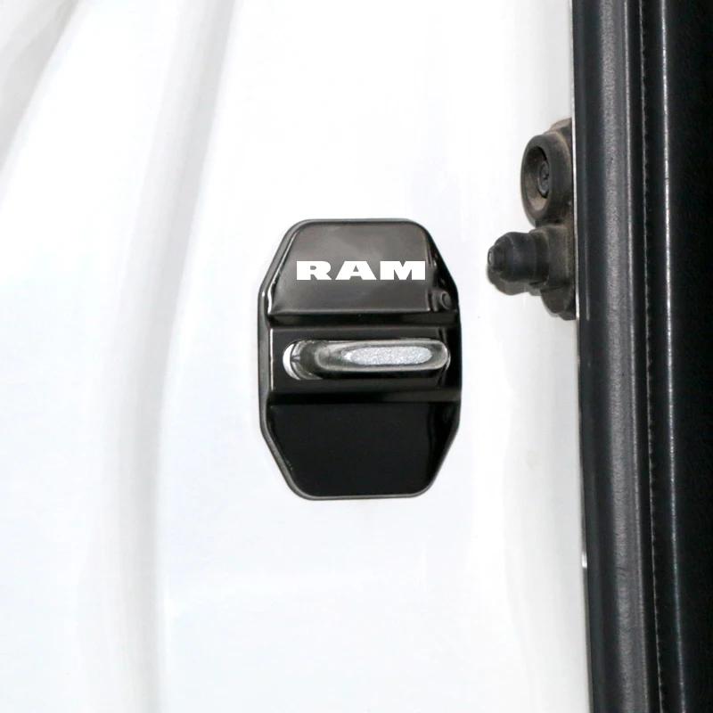 Stainless Steel Car Styling Door Lock Cover Decals for Dodge RAM Logo 2020 Door Stopper Protective Buckle Case Anti-rust Sticker