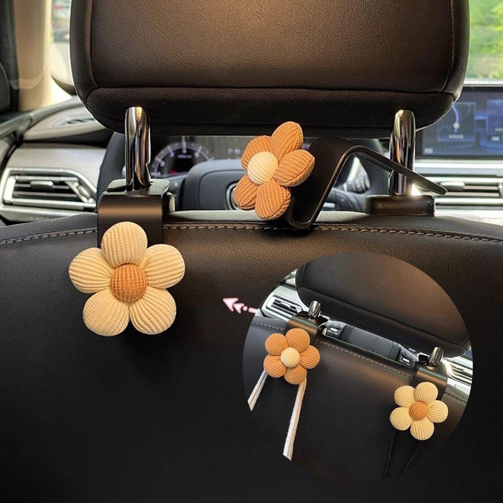

1pc Multi-purpose Backpack Hook Flower Pattern Car Headrest Hook Seat Back Organizers for Car yellow-1pc
