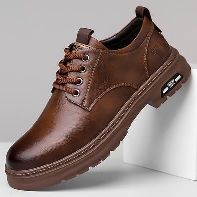 Herenschoenen Leer Herfst Nieuwe Business Casual Schoenen Heren Britse Stijl Zachte Zool Tooling Casual Leren Schoen hombres