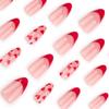 24 Stück Valentinstag Aufklebe-Nagel Französische Spitze Künstlicher Nagel Mandelform Press-On-Nagel Herz Acrylnagel