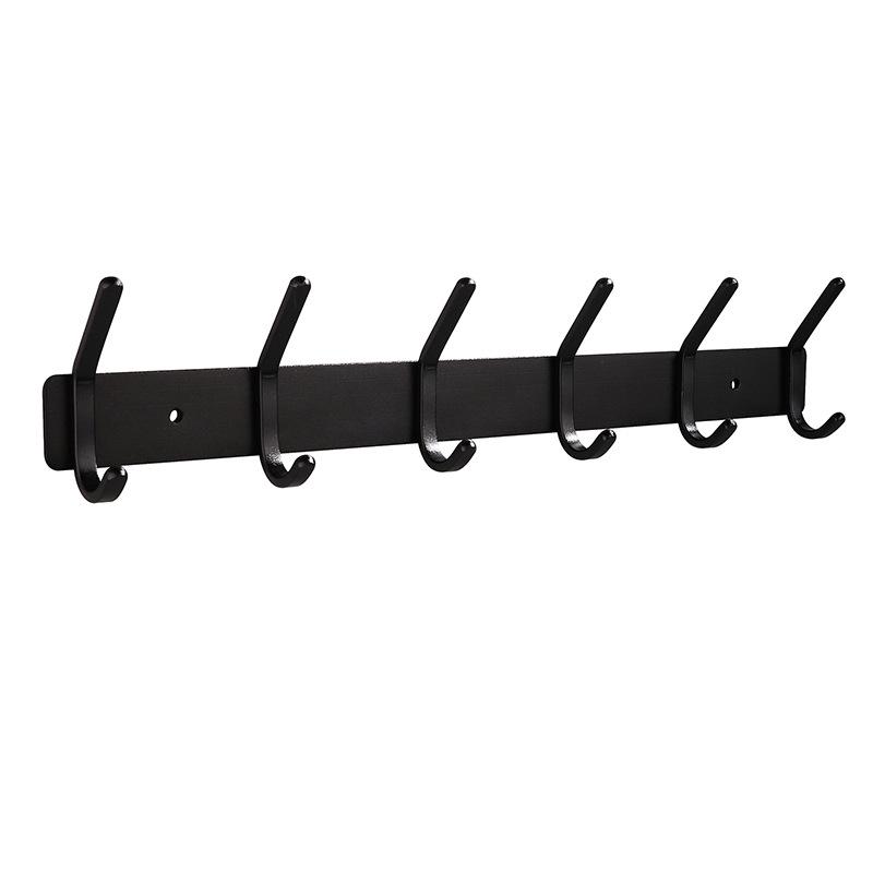 Wall-Mounted Black Aluminum Clothes Hook Rack
