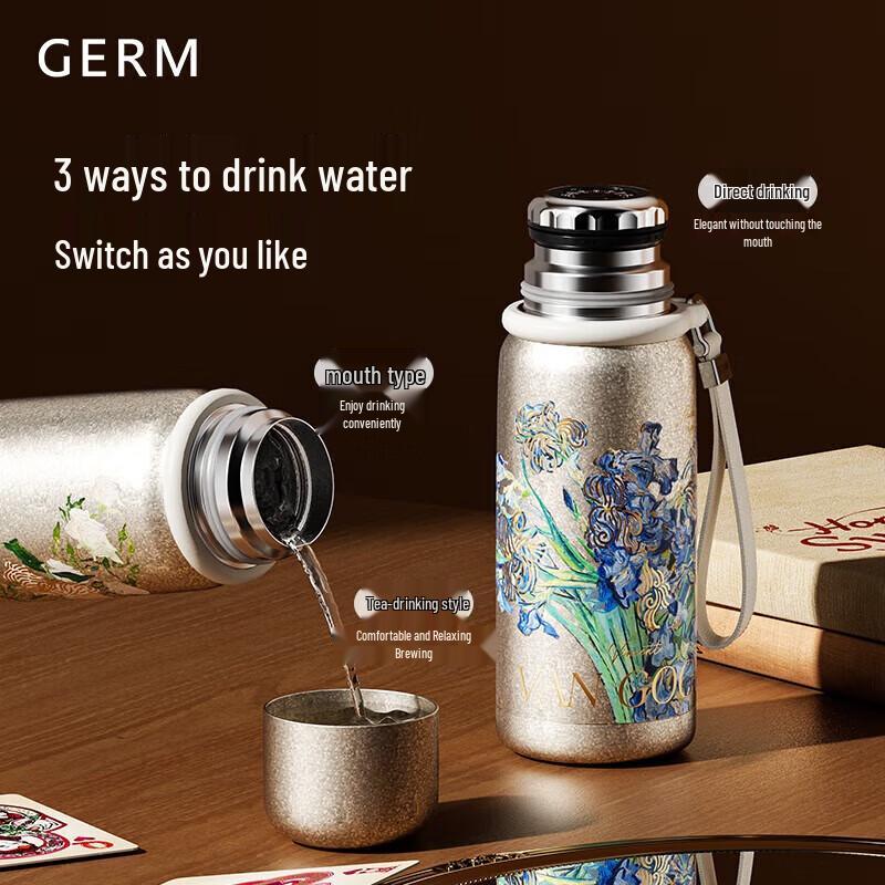 

Germ Van Gogh Irises Pure Titanium Insulated Temperature Display Mug 580ML