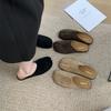 Fashion Women Split Toe Fur Slippers Tabi Ninja Slip On Flats Round Toe Shallow Lazy Boat Slingback Mules Shoes Soft Warm Loafers Flats