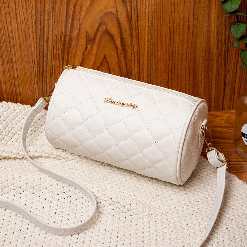 A Women's Rhombus Embroidered Thread Cylindrical Shoulder Change Bag, Autumn and Winter New Personalized Pig Cage Bag